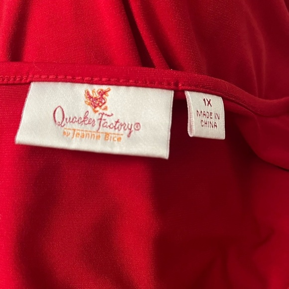 Quacker Factory Red 3/4 Sleeve Christmas Tree Sequined Embellished Top 1X - Picture 7 of 7